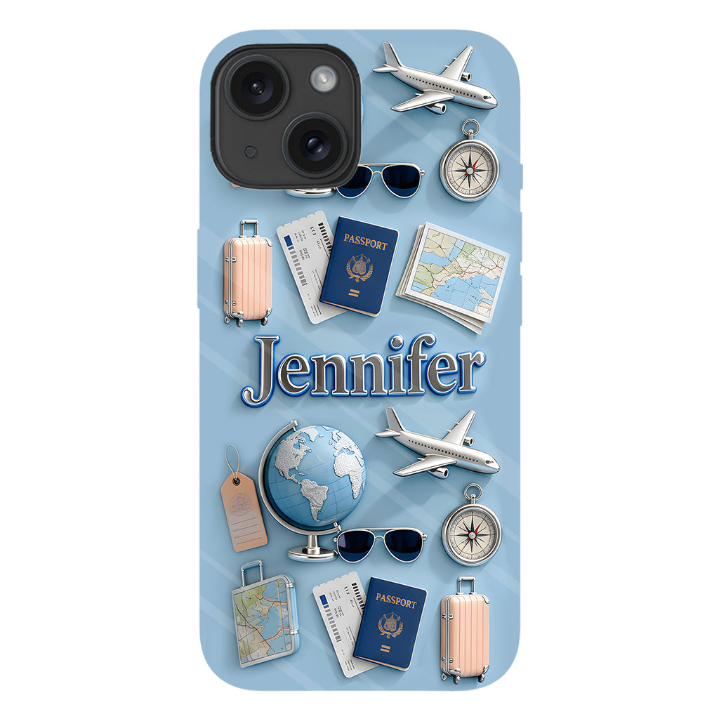 Une fille qui adore voyager - Coque de téléphone personnalisée avec impression intégrale sur le thème du voyage