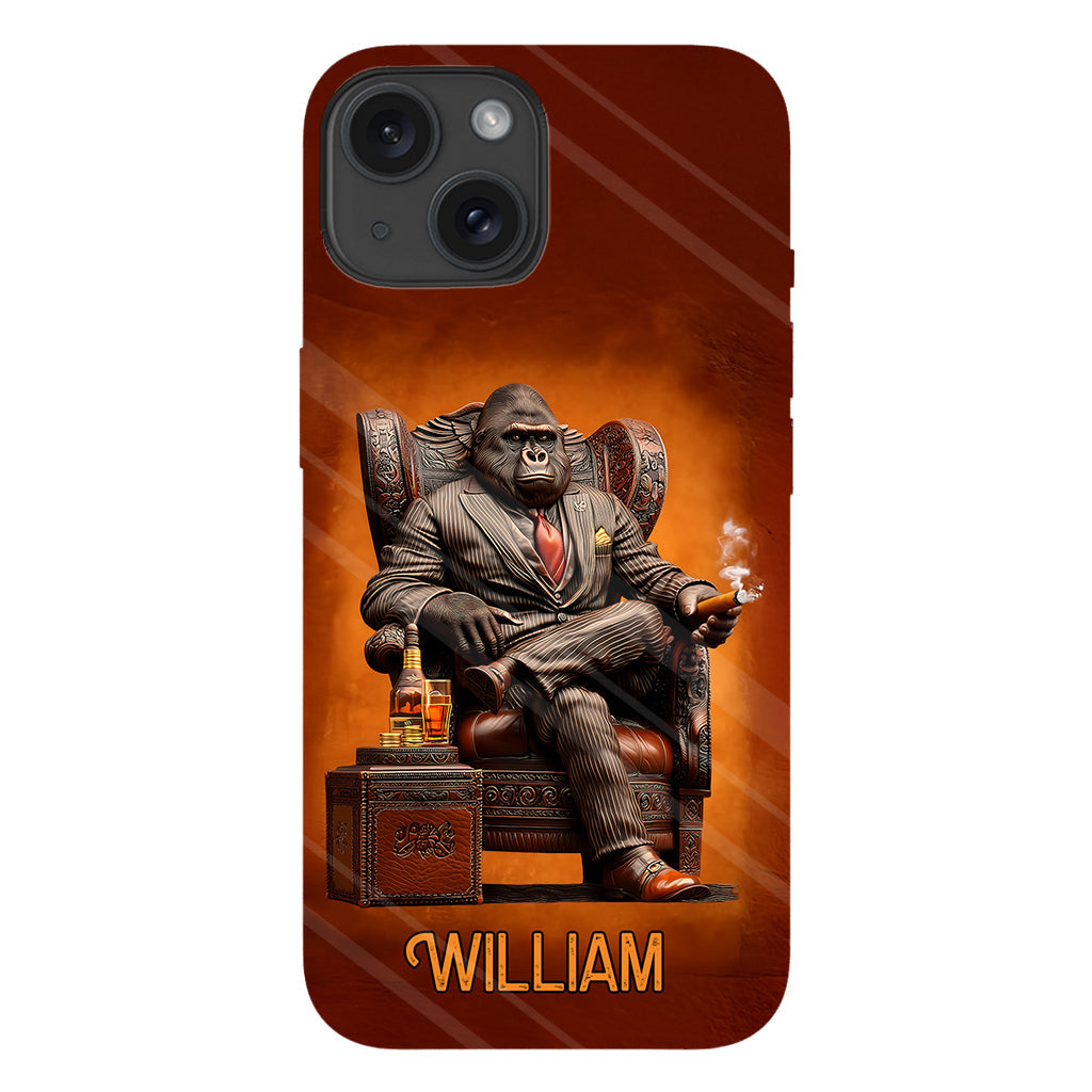 Whiskey & Cigar Gorilla - Personalized Whisky Full Print Phone Case