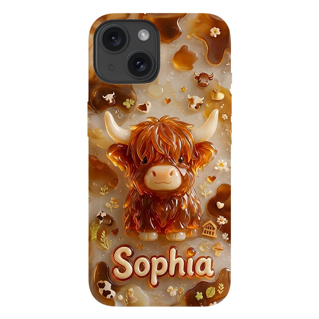 Highland Cow 3D Jelly Effect - Personalized Highland Cow Full Print Phone Case