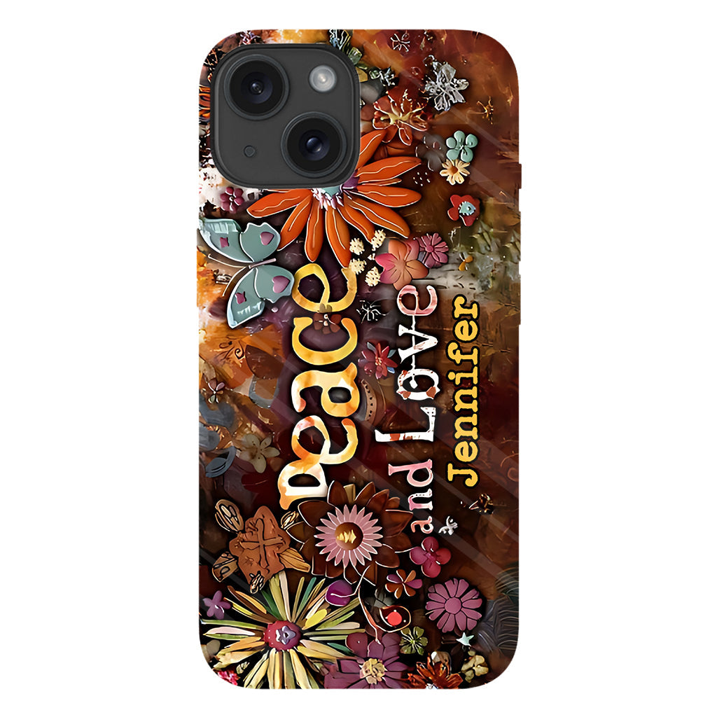 Peace And Love - Personalized Hippie Full Print Phone Case
