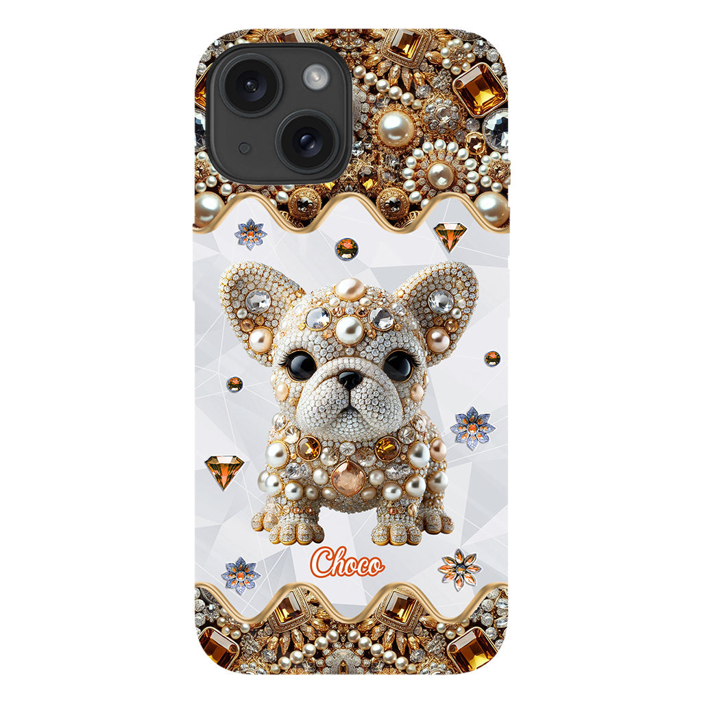 Coque de téléphone personnalisée avec motif intégral de bouledogue français « J’adore »