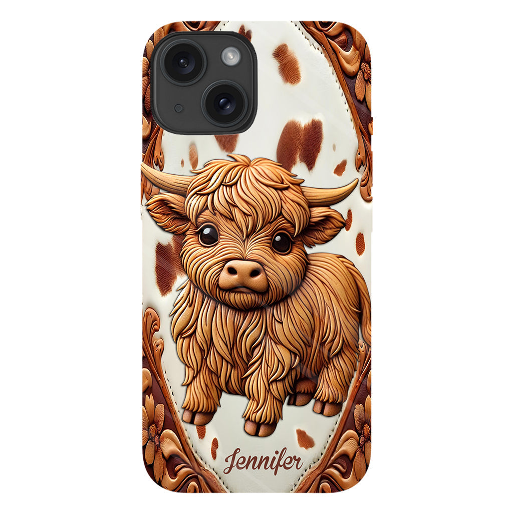 Coque de téléphone personnalisée avec impression intégrale « J’adore les vaches des Highlands »