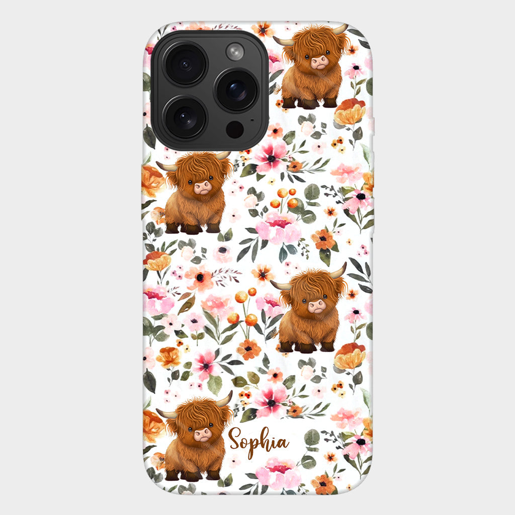 Coque de téléphone personnalisée avec motif vache des Highlands et imprimé intégral