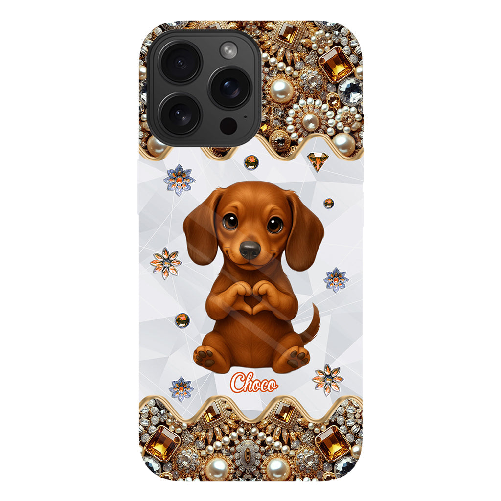 Coque de téléphone personnalisée avec motif de chiot/chat faisant des cœurs avec ses mains