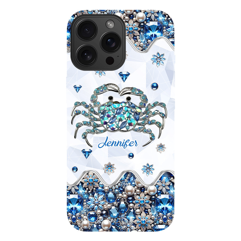 Élégante coque de téléphone personnalisée « Crabe bleu élégant » pour amoureux de la mer