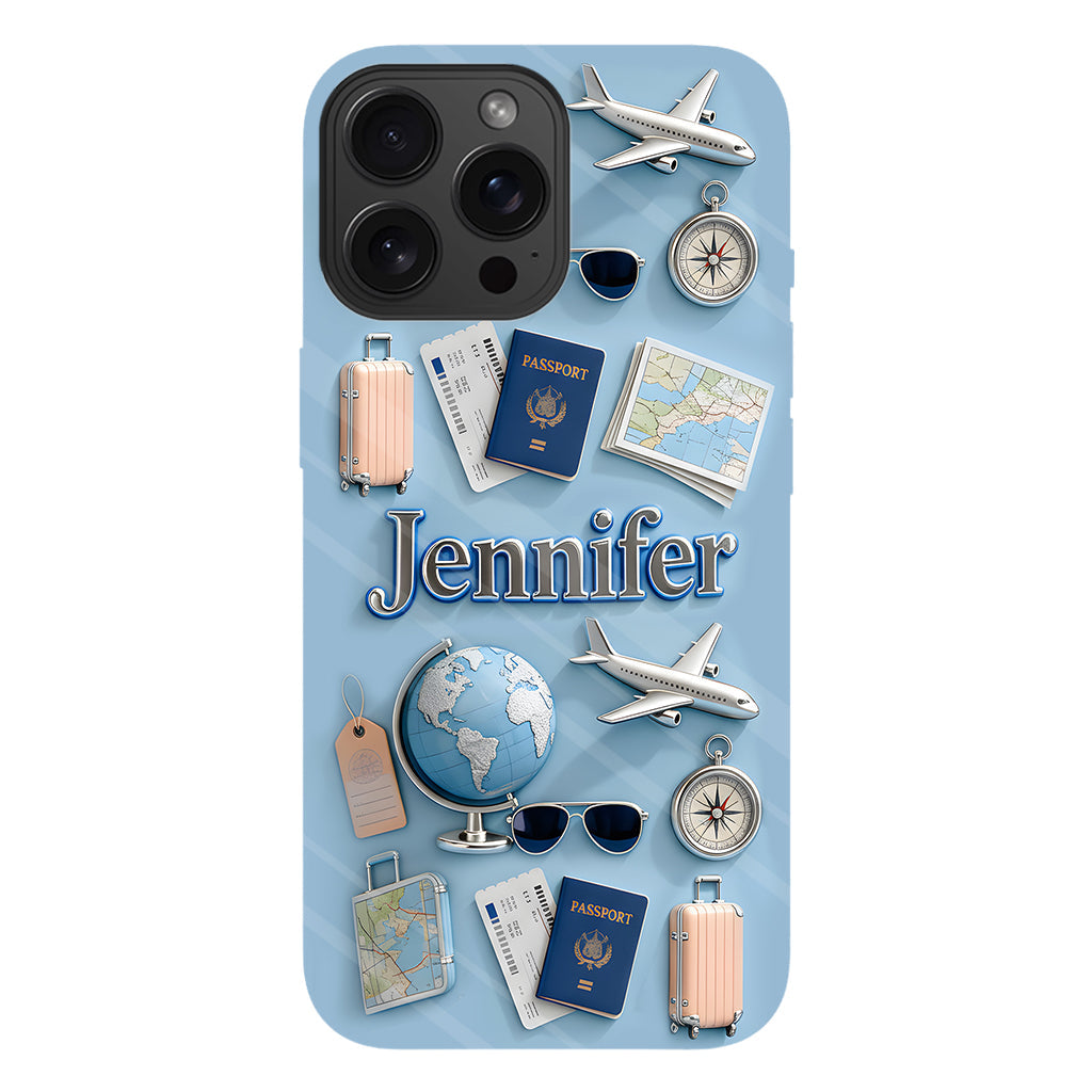 Une fille qui adore voyager - Coque de téléphone personnalisée avec impression intégrale sur le thème du voyage
