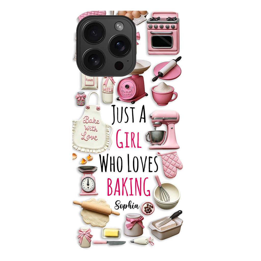 Une fille qui adore pâtisser - Coque de téléphone personnalisée avec impression intégrale sur le thème de la pâtisserie