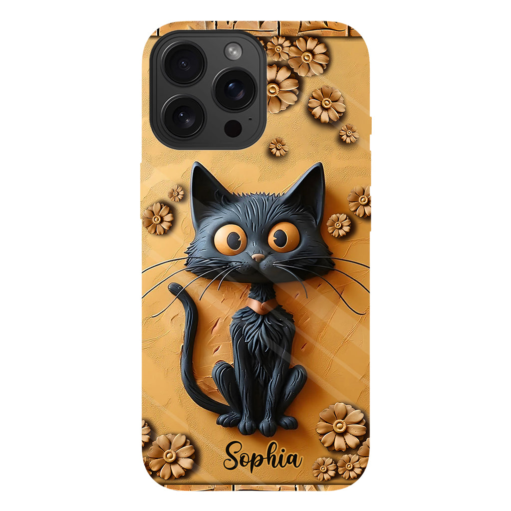 Cute Black Cat - Personalized Black Cat Full Print Phone Case