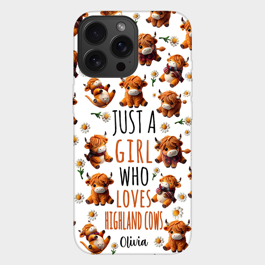 Just A Girl Who Loves Highland Cows - Personalized Highland Cow Full Print Phone Case