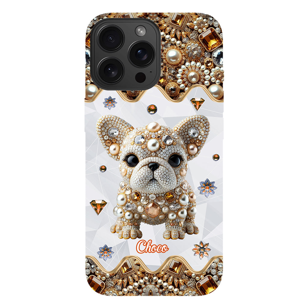 Coque de téléphone personnalisée avec motif intégral de bouledogue français « J’adore »