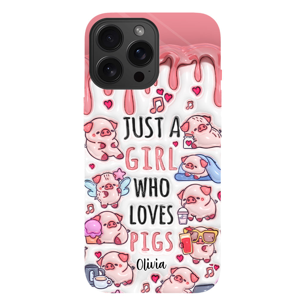 Just A Girl Who Loves Pigs - Personalized Pig Lover Full Print Phone Case