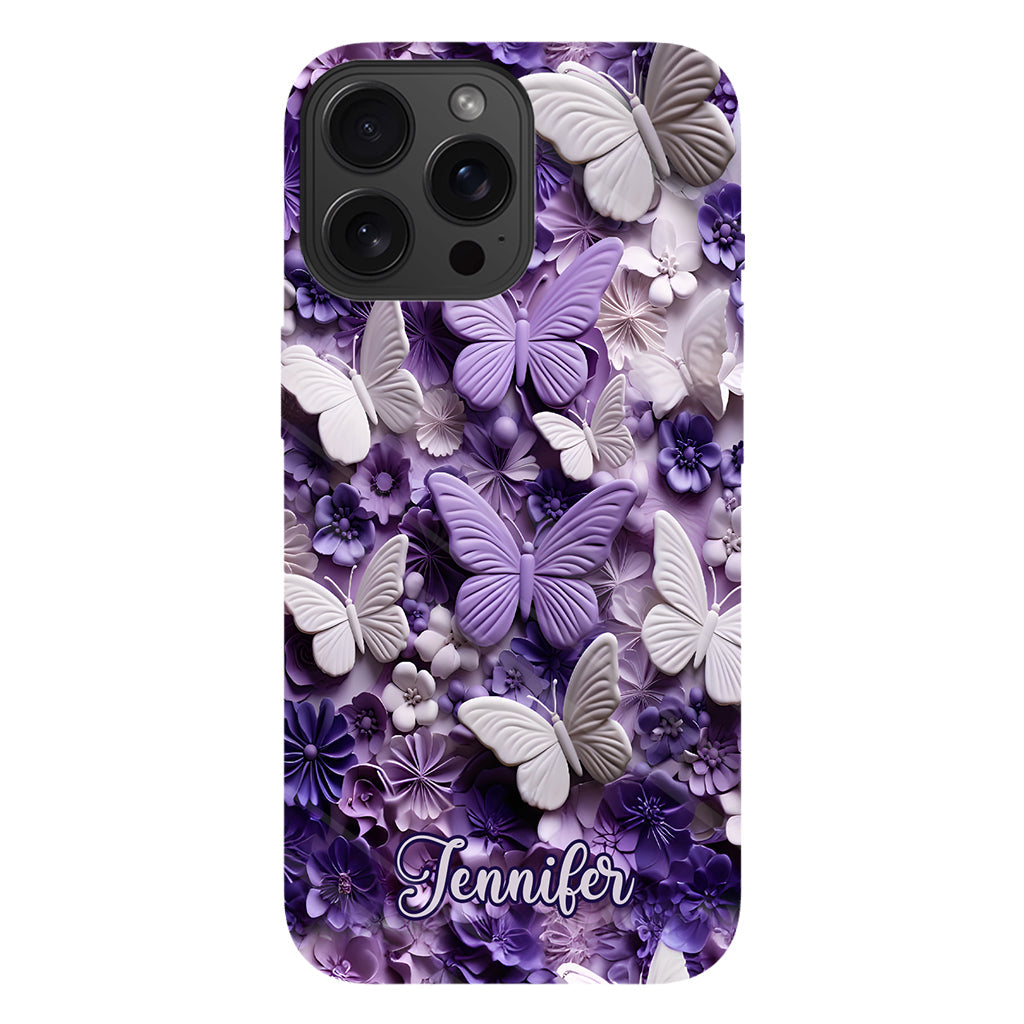 Purple Butterflies - Personalized Butterfly Full Print Phone Case
