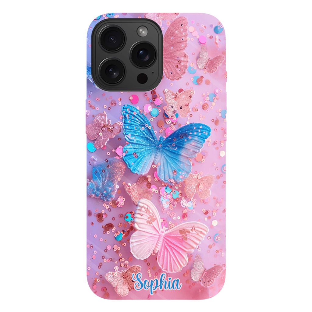 Coque de téléphone personnalisée avec motif papillon scintillant - Papillons scintillants