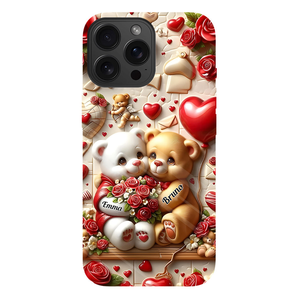 Couple d'ours mignons - Coque de téléphone personnalisée avec impression intégrale pour couple