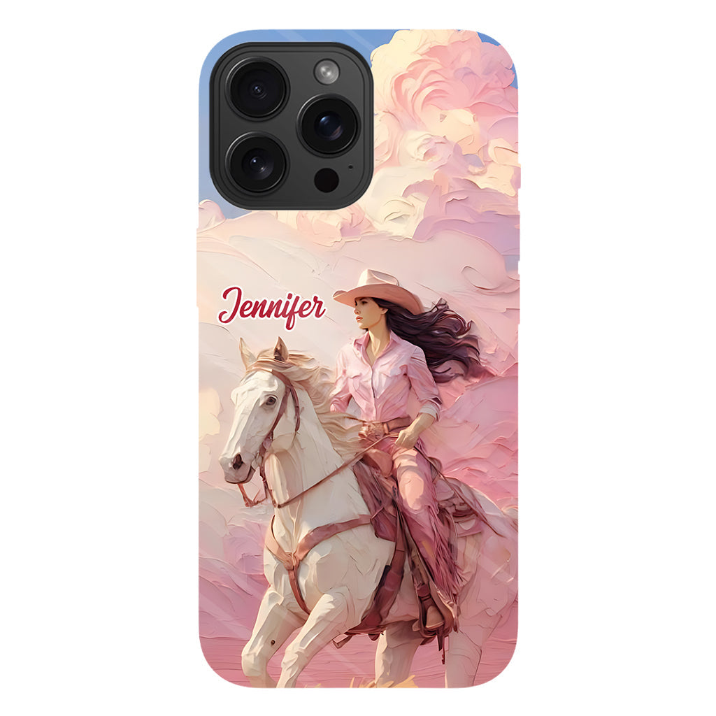 Coque de téléphone personnalisée avec imprimé intégral « Cowgirl rose »