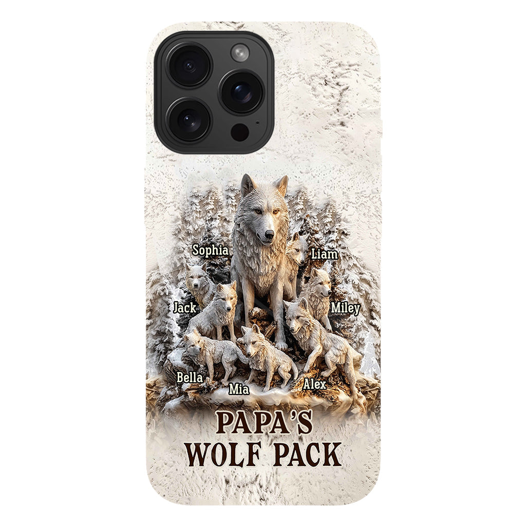 Coque de téléphone personnalisée « La meute de loups de papa » avec impression intégrale
