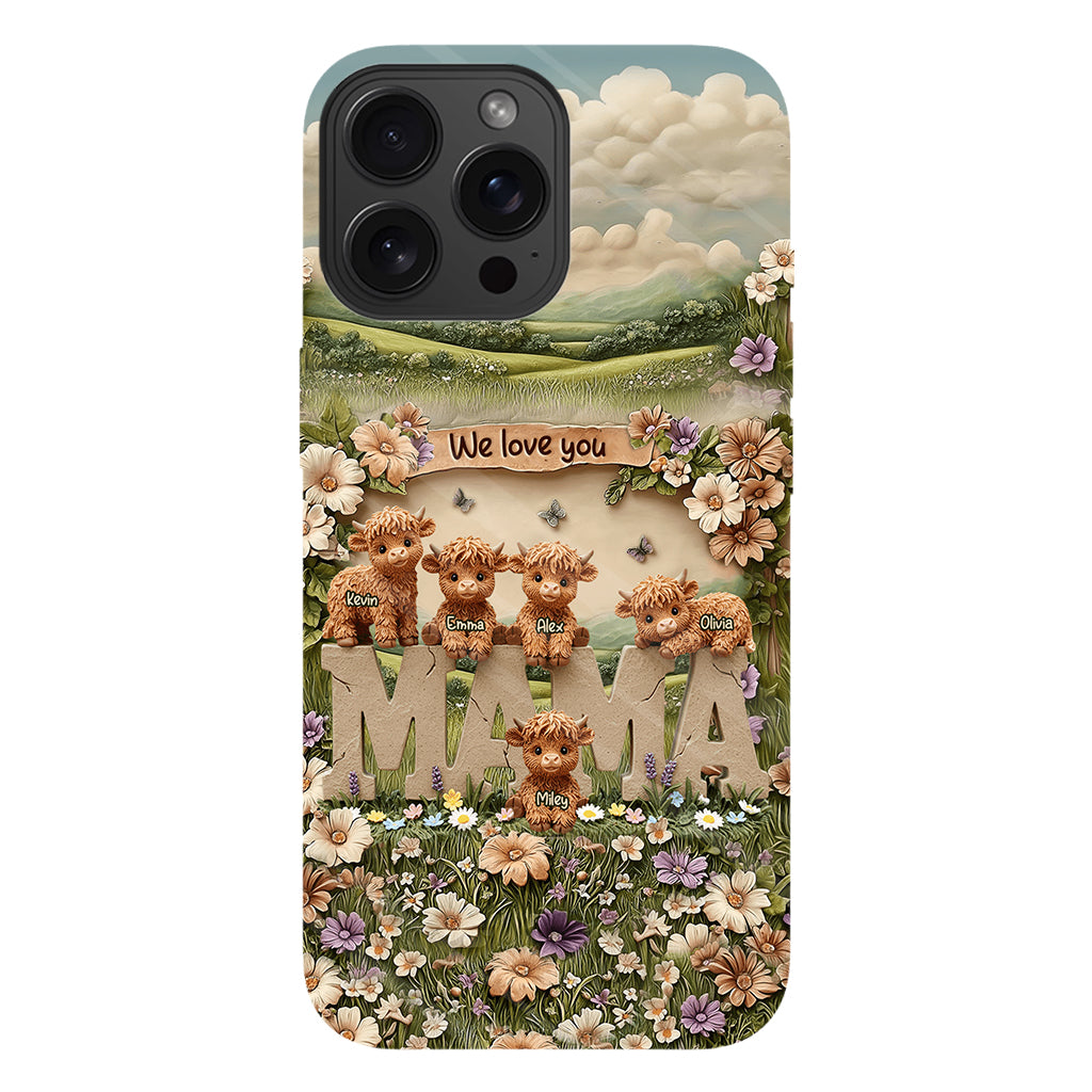 Coque de téléphone personnalisée avec motif vache des Highlands mignonne, maman et grand-mère - Coque de téléphone imprimée intégralement pour maman