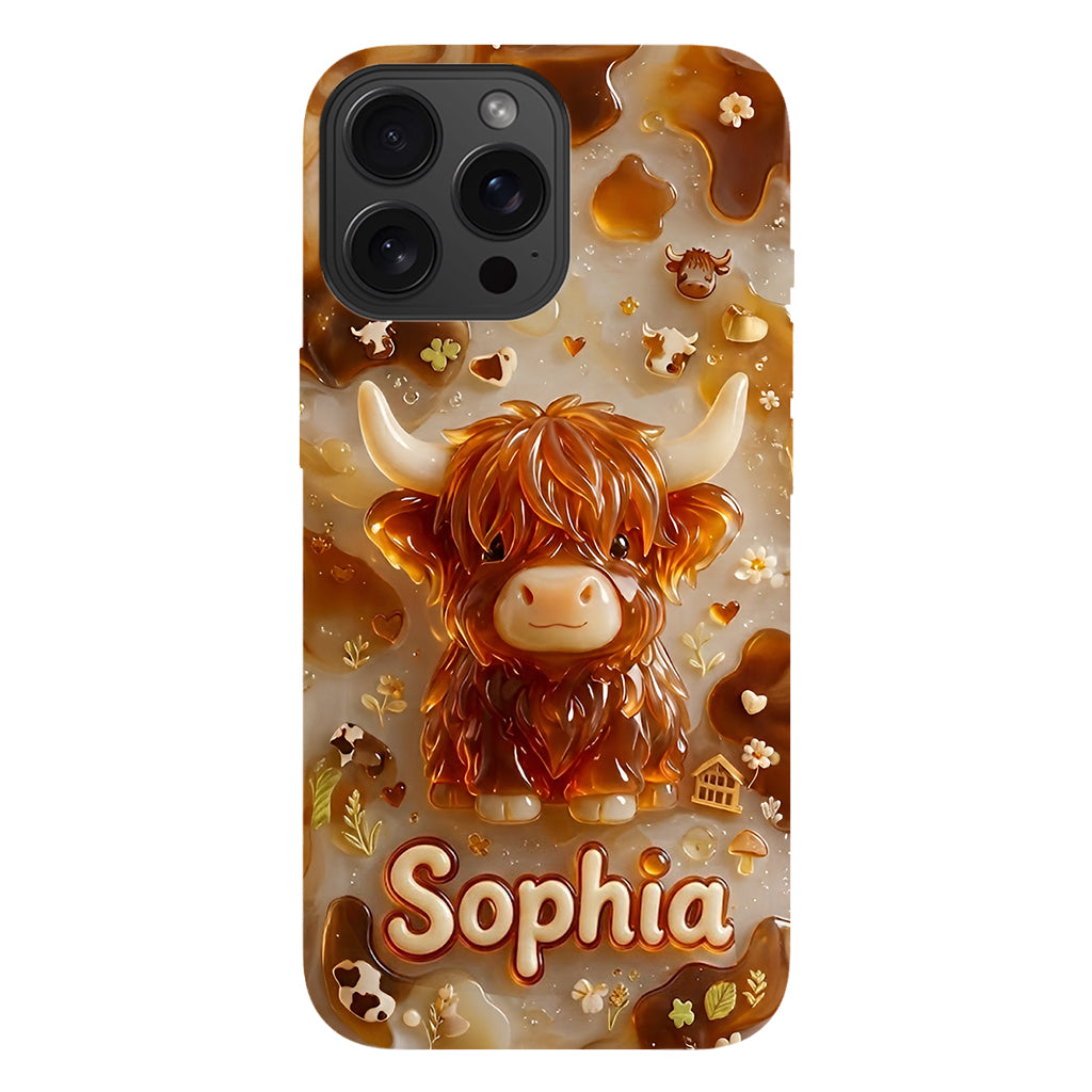Highland Cow 3D Jelly Effect - Personalized Highland Cow Full Print Phone Case