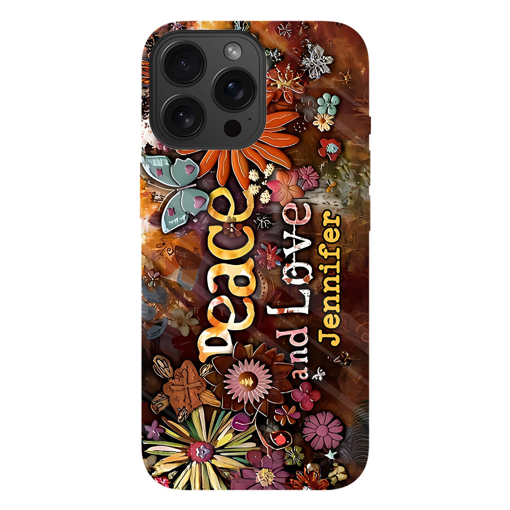 Peace And Love - Personalized Hippie Full Print Phone Case