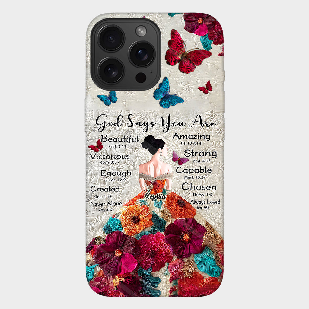 Dieu dit que tu es assez - Coque de téléphone personnalisée avec impression chrétienne intégrale