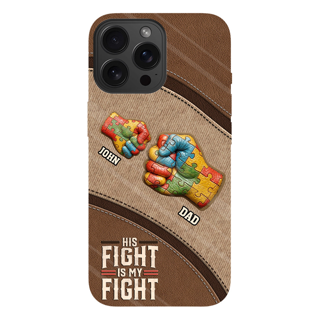 Son combat est mon combat - Coque de téléphone personnalisée avec impression intégrale pour la sensibilisation à l'autisme