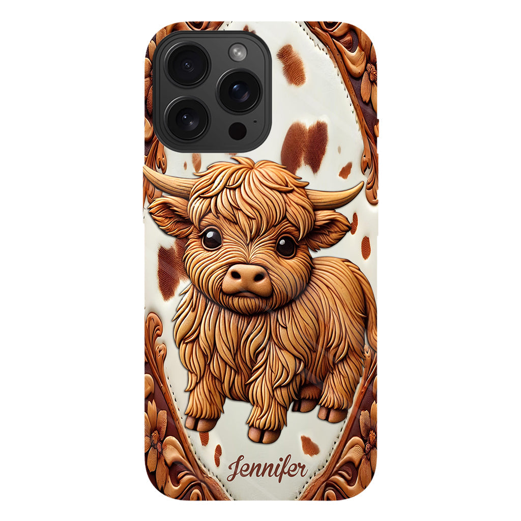 Coque de téléphone personnalisée avec impression intégrale « J’adore les vaches des Highlands »