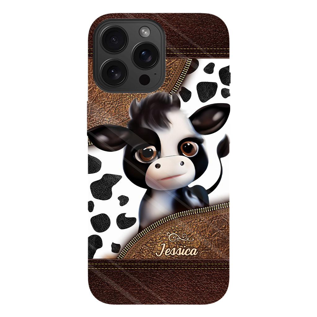 Moody Baby Cow - Personalized Cow Full Print Phone Case