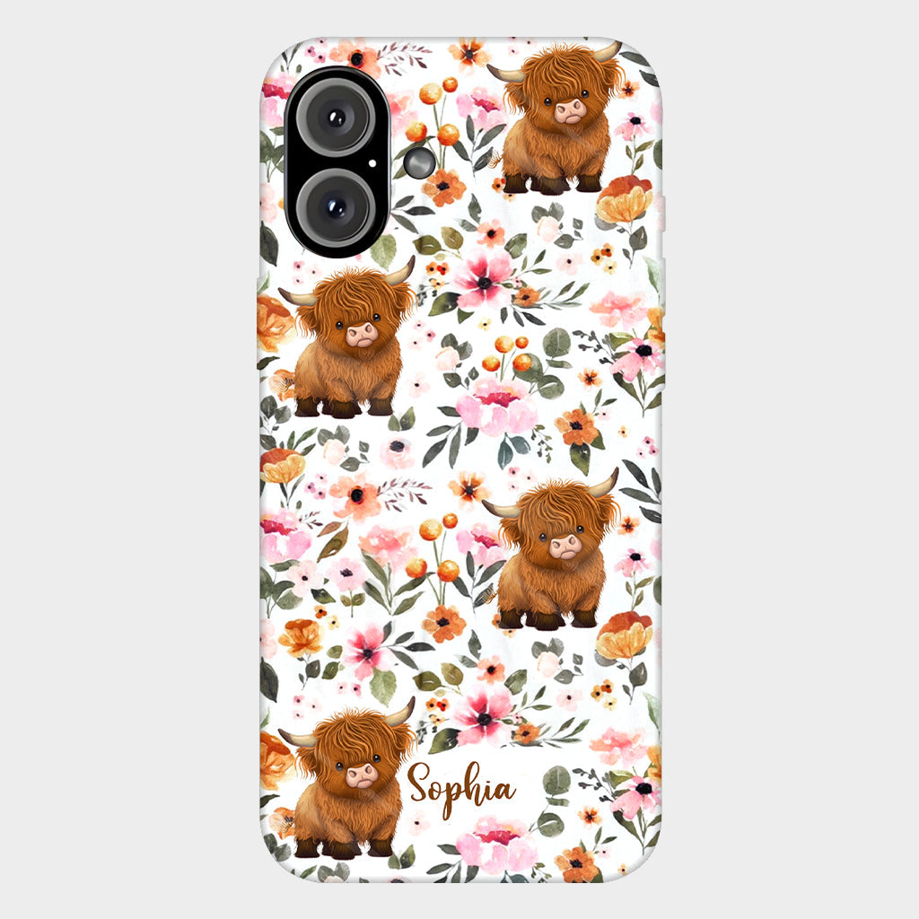 Coque de téléphone personnalisée avec motif vache des Highlands et imprimé intégral
