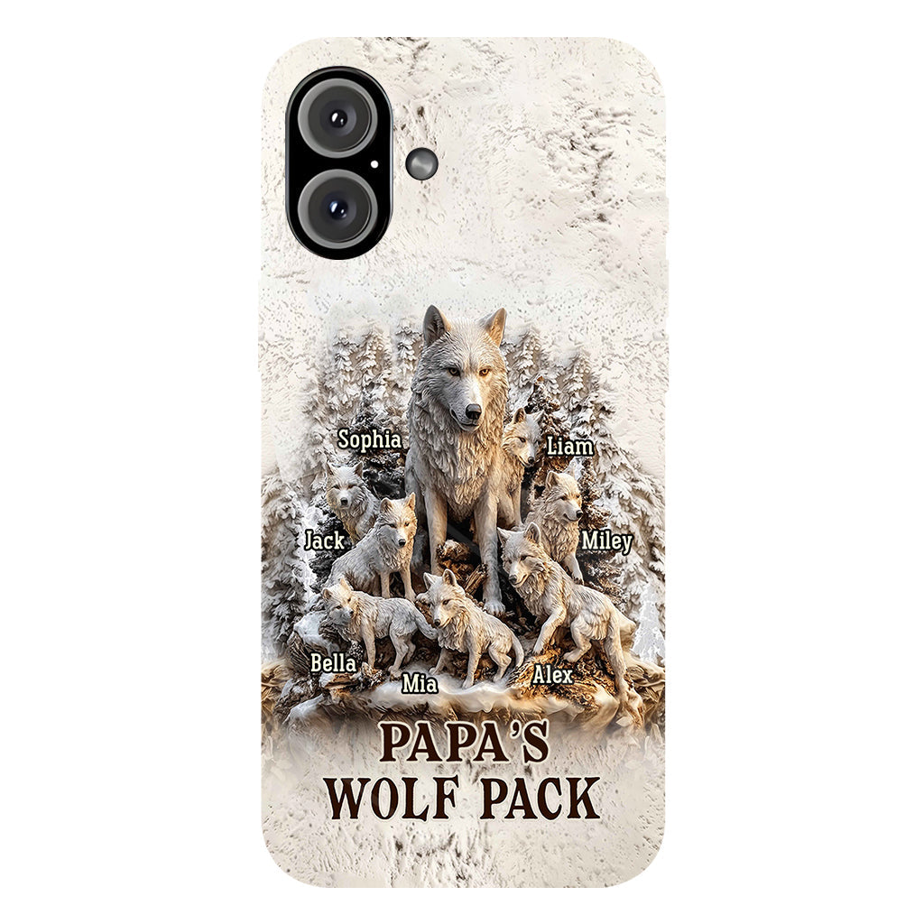 Coque de téléphone personnalisée « La meute de loups de papa » avec impression intégrale