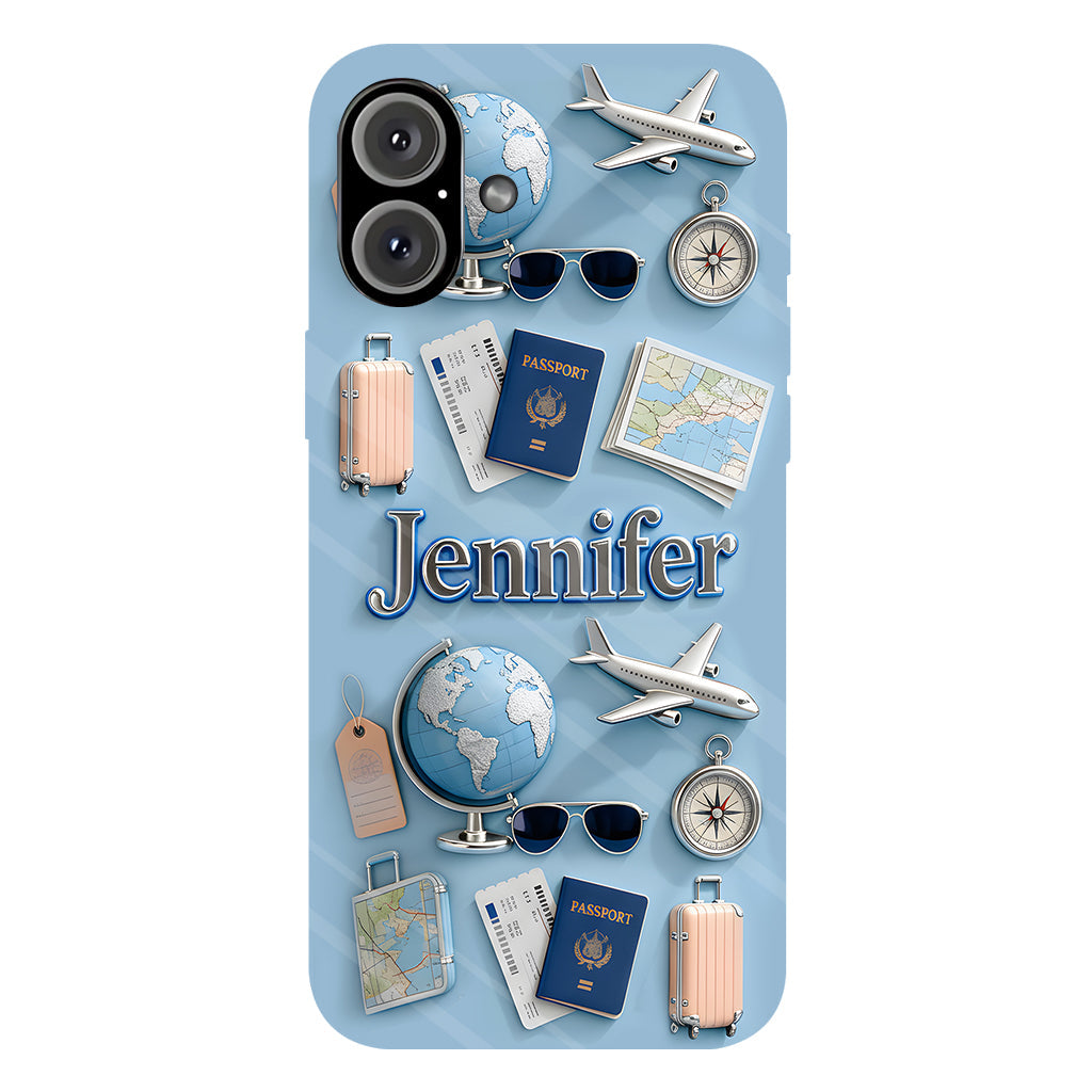 Une fille qui adore voyager - Coque de téléphone personnalisée avec impression intégrale sur le thème du voyage