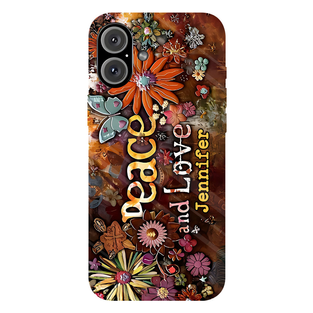 Peace And Love - Personalized Hippie Full Print Phone Case