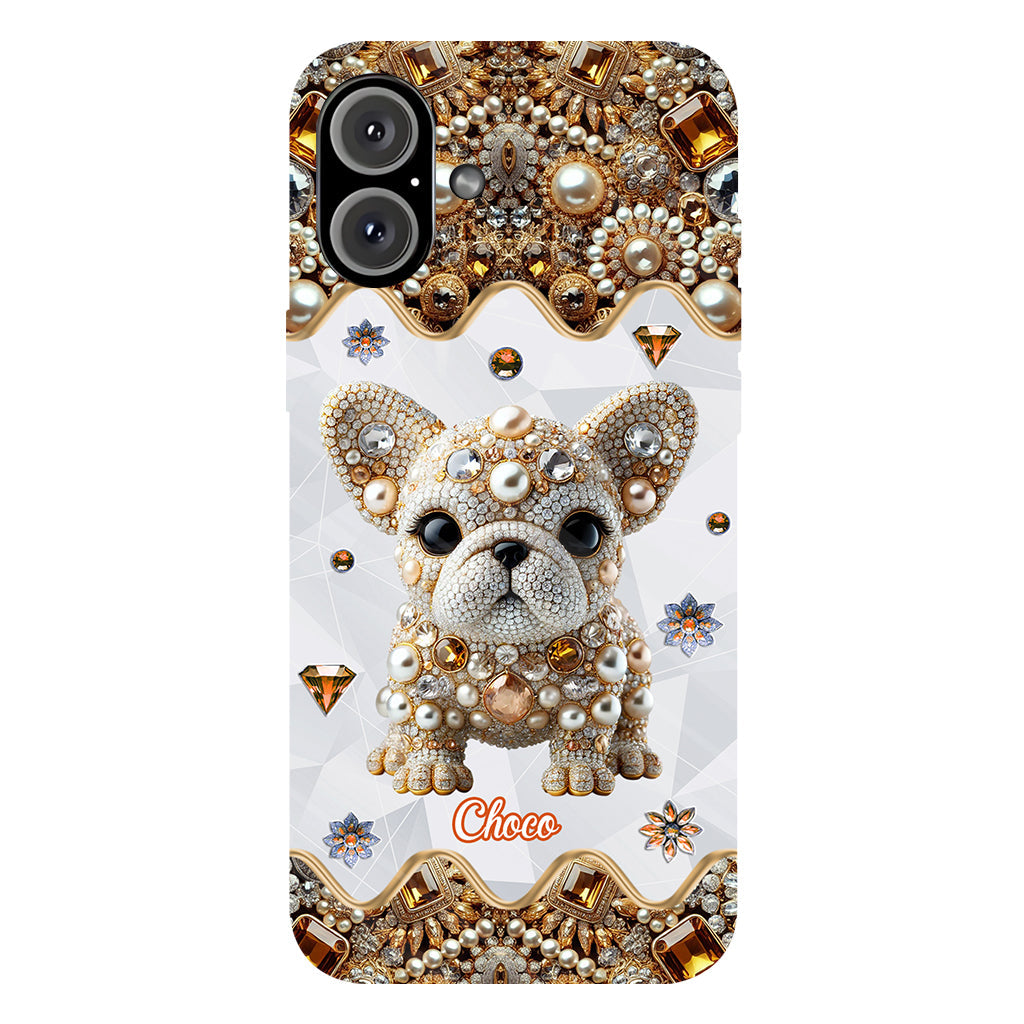 Coque de téléphone personnalisée avec motif intégral de bouledogue français « J’adore »