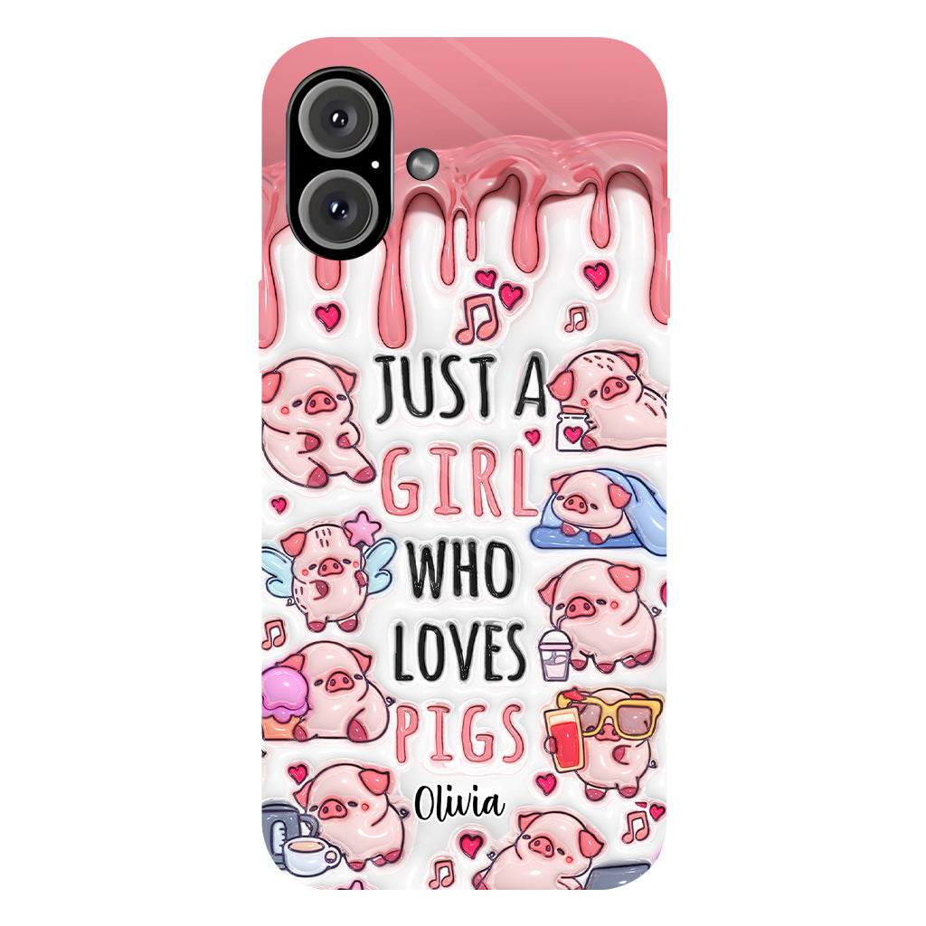 Just A Girl Who Loves Pigs - Personalized Pig Lover Full Print Phone Case