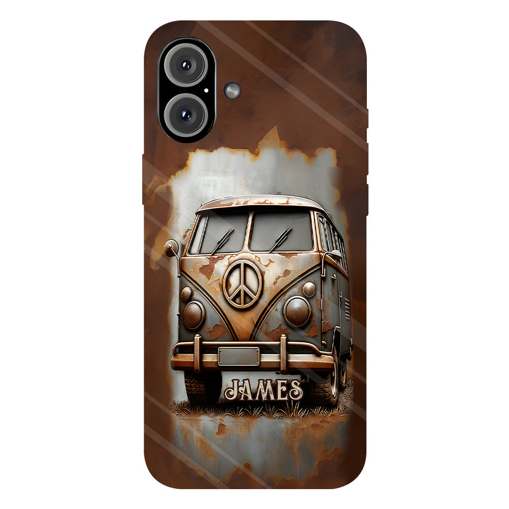 Camper Van Peace Symbol Vintage Soul - Personalized Hippie Full Print Phone Case
