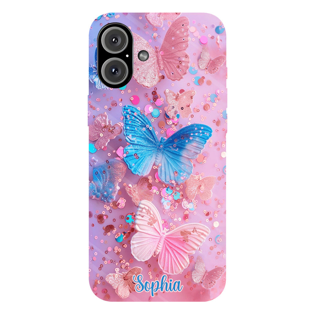 Coque de téléphone personnalisée avec motif papillon scintillant - Papillons scintillants
