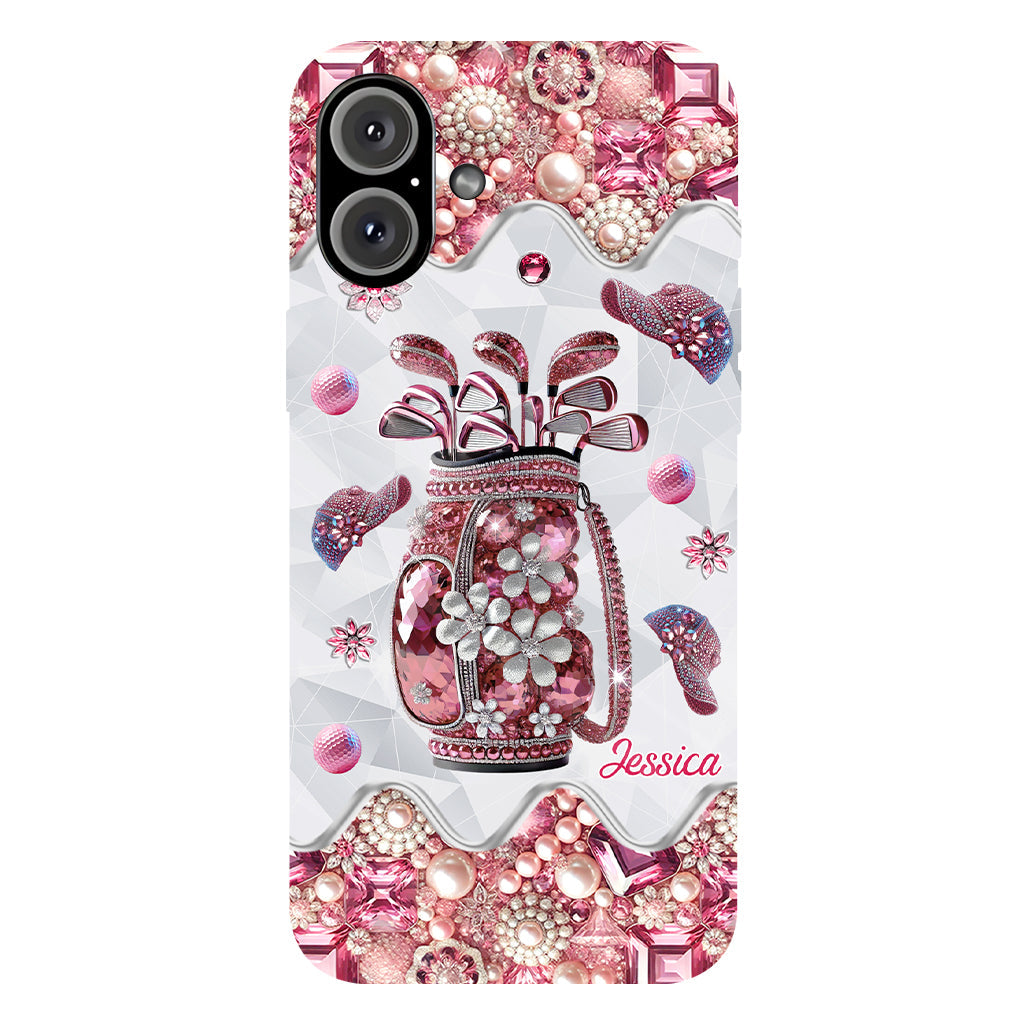 Une fille qui adore le golf - Coque de téléphone personnalisée avec imprimé golf intégral