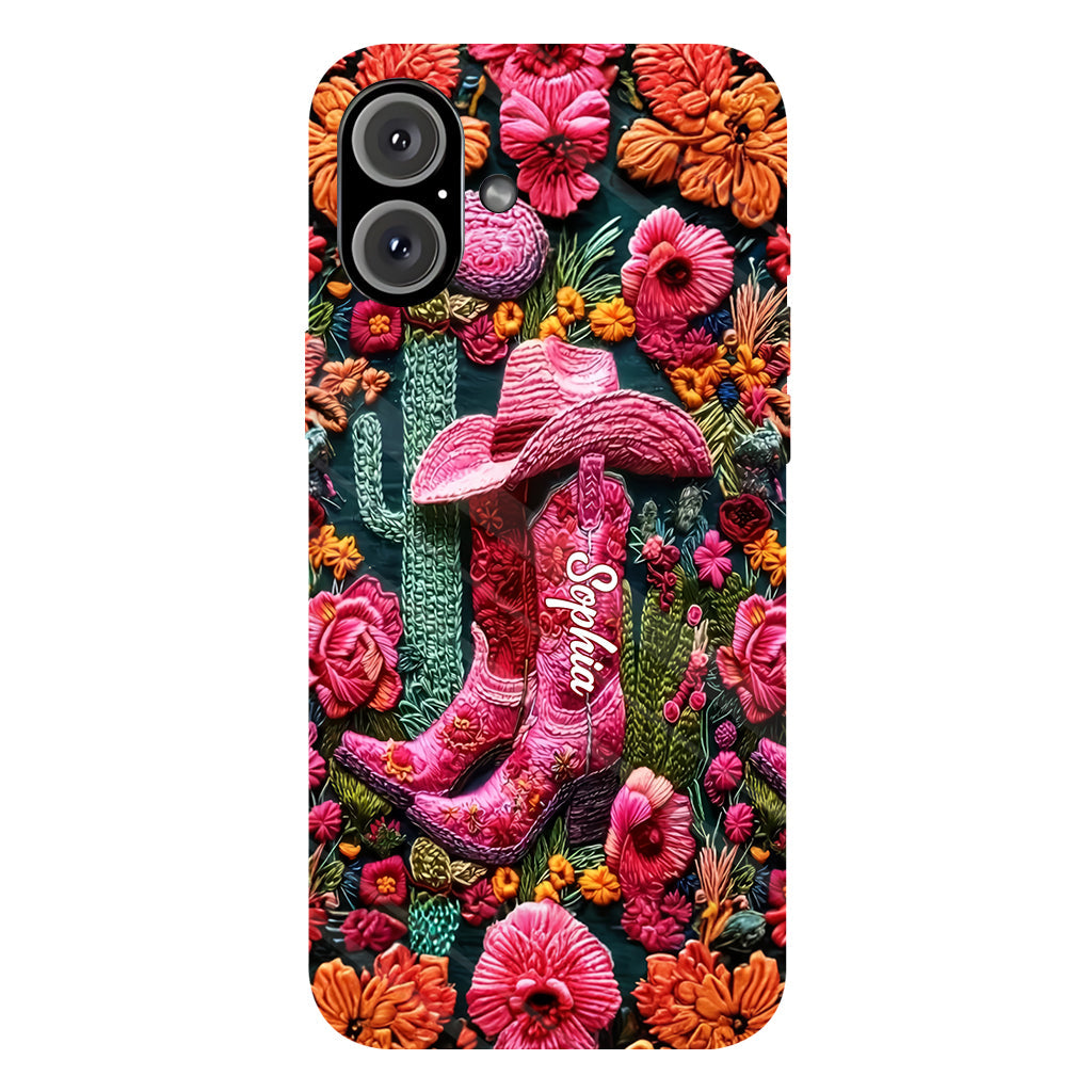 Coque de téléphone personnalisée « Cowgirl rose » avec imprimé intégral