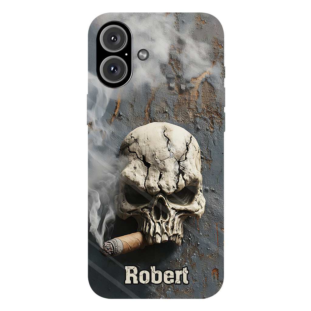 Coque de téléphone personnalisée Skull Cigar - Motif crâne intégral