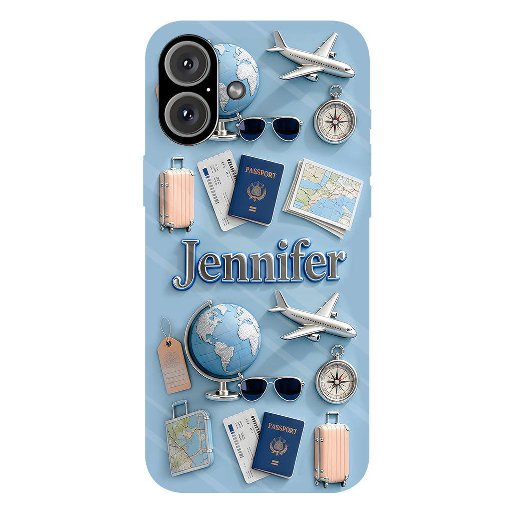 Une fille qui adore voyager - Coque de téléphone personnalisée avec impression intégrale sur le thème du voyage