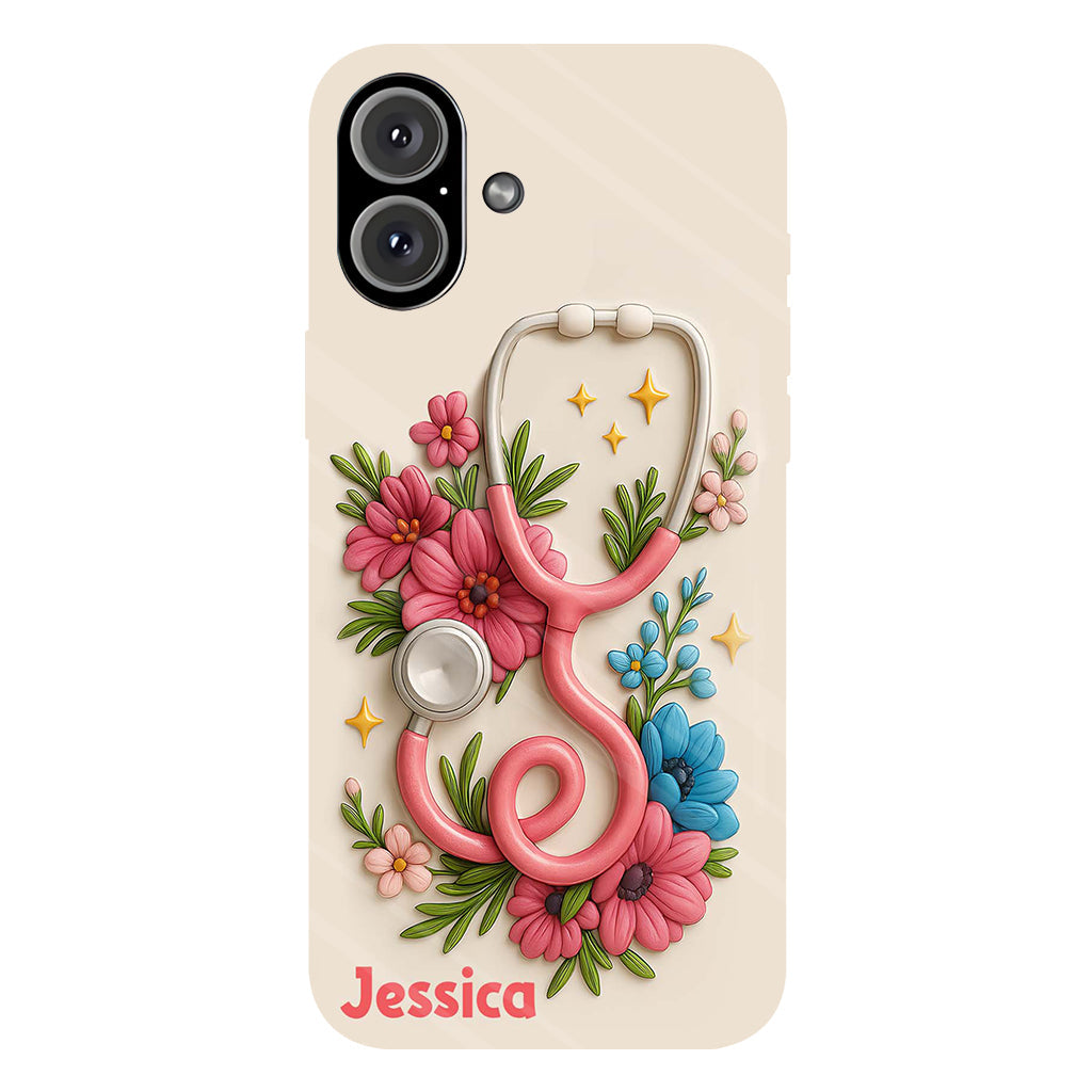 Floral Stethoscope - Personalized Nurse Full Print Phone Case