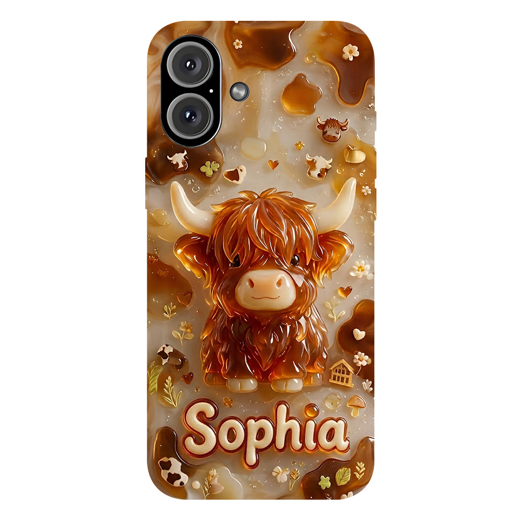Highland Cow 3D Jelly Effect - Personalized Highland Cow Full Print Phone Case