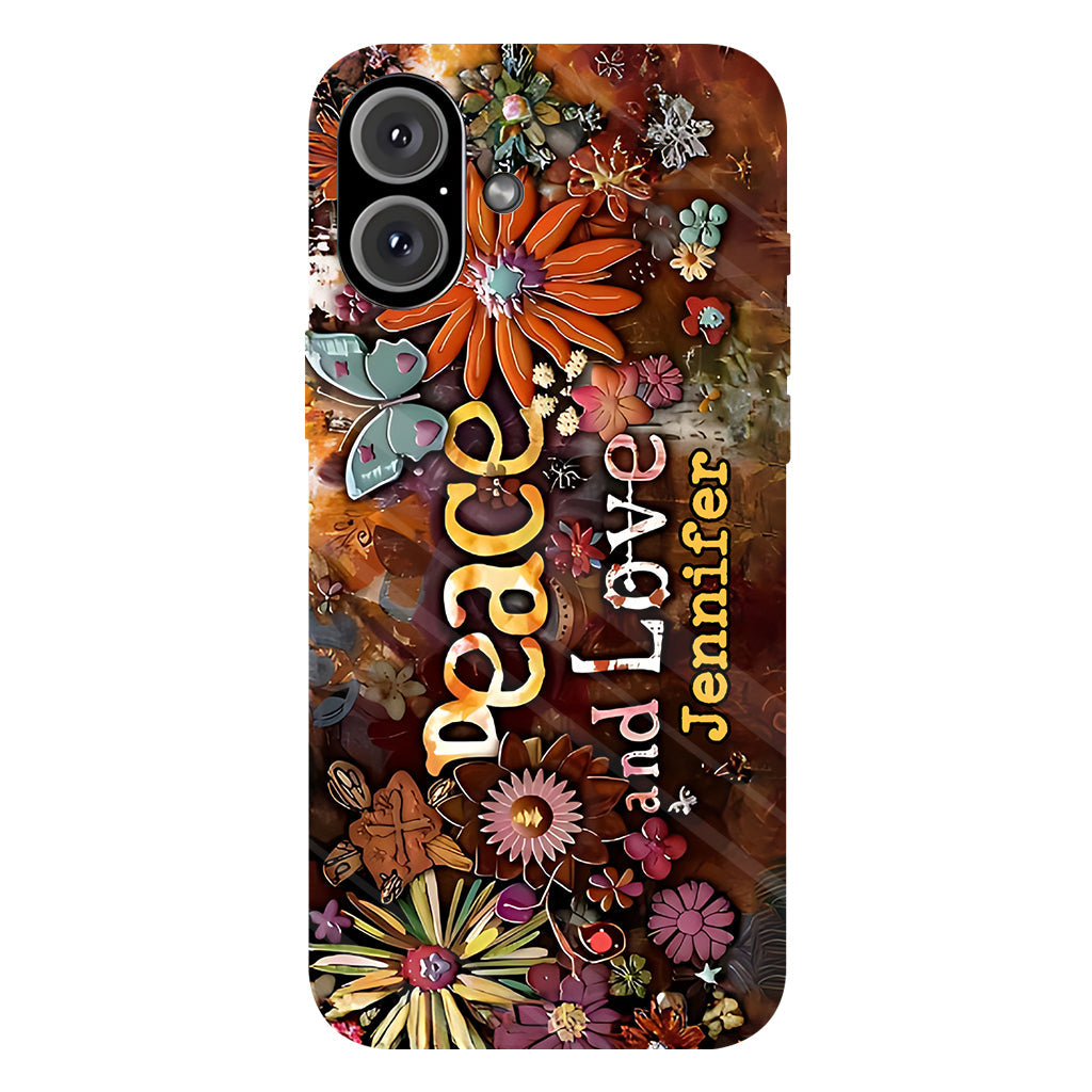 Peace And Love - Personalized Hippie Full Print Phone Case