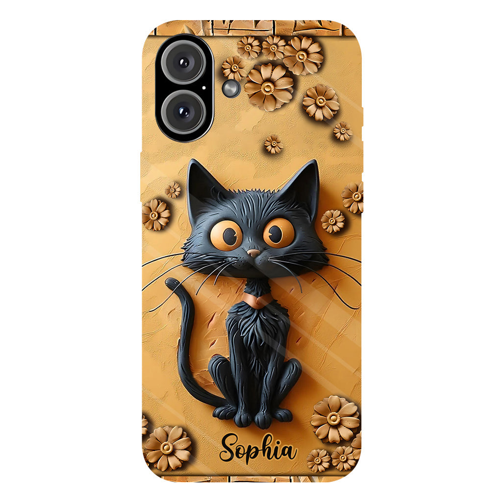 Cute Black Cat - Personalized Black Cat Full Print Phone Case