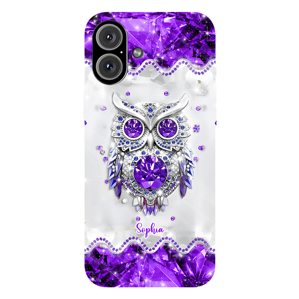 Purple Owl - Personalized Owl Full Print Phone Case