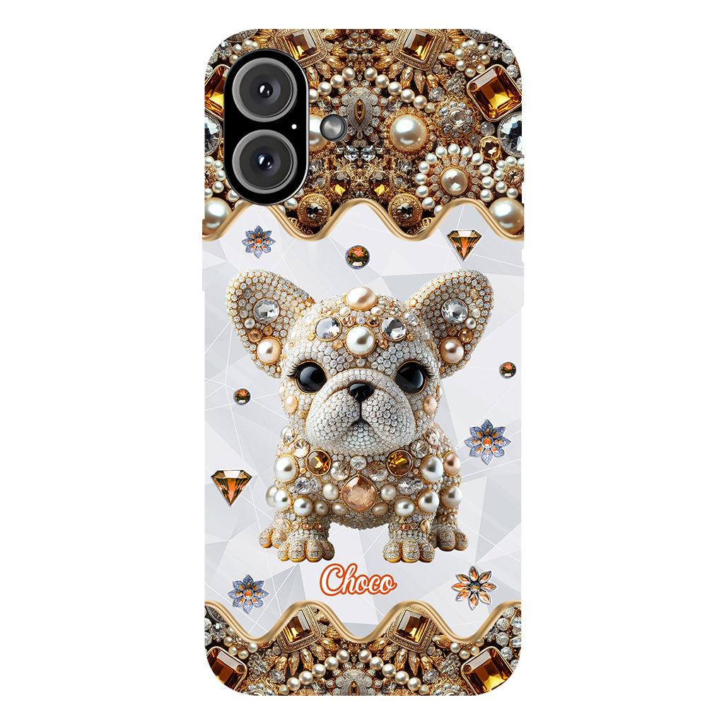 Coque de téléphone personnalisée avec motif intégral de bouledogue français « J’adore »