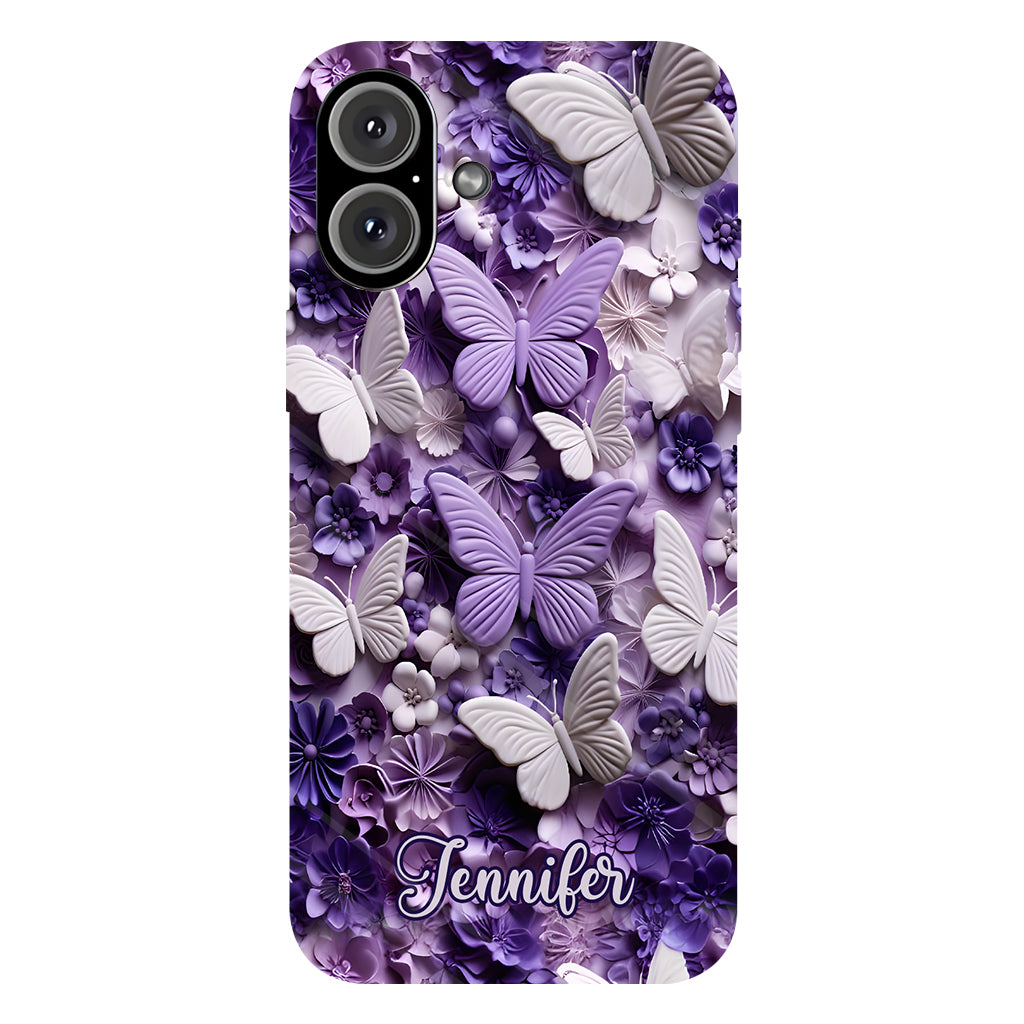 Purple Butterflies - Personalized Butterfly Full Print Phone Case