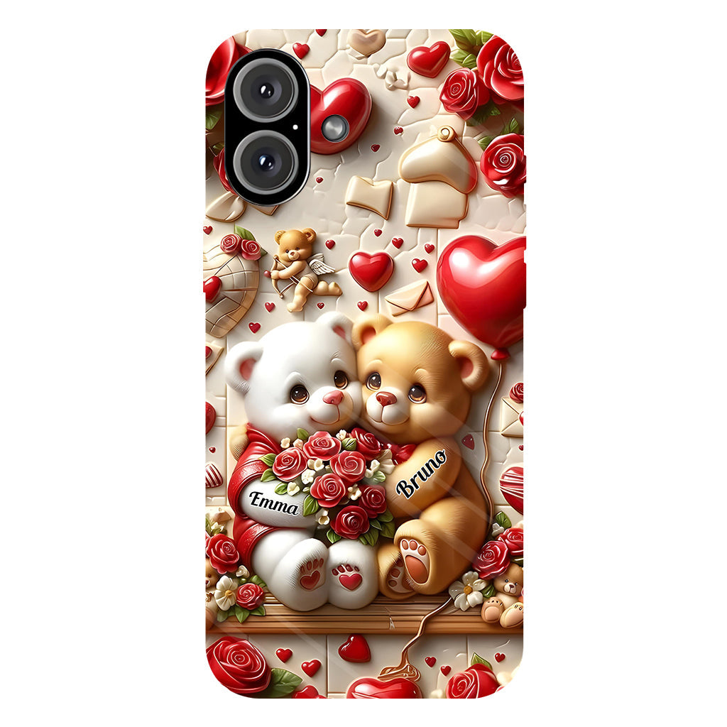 Couple d'ours mignons - Coque de téléphone personnalisée avec impression intégrale pour couple