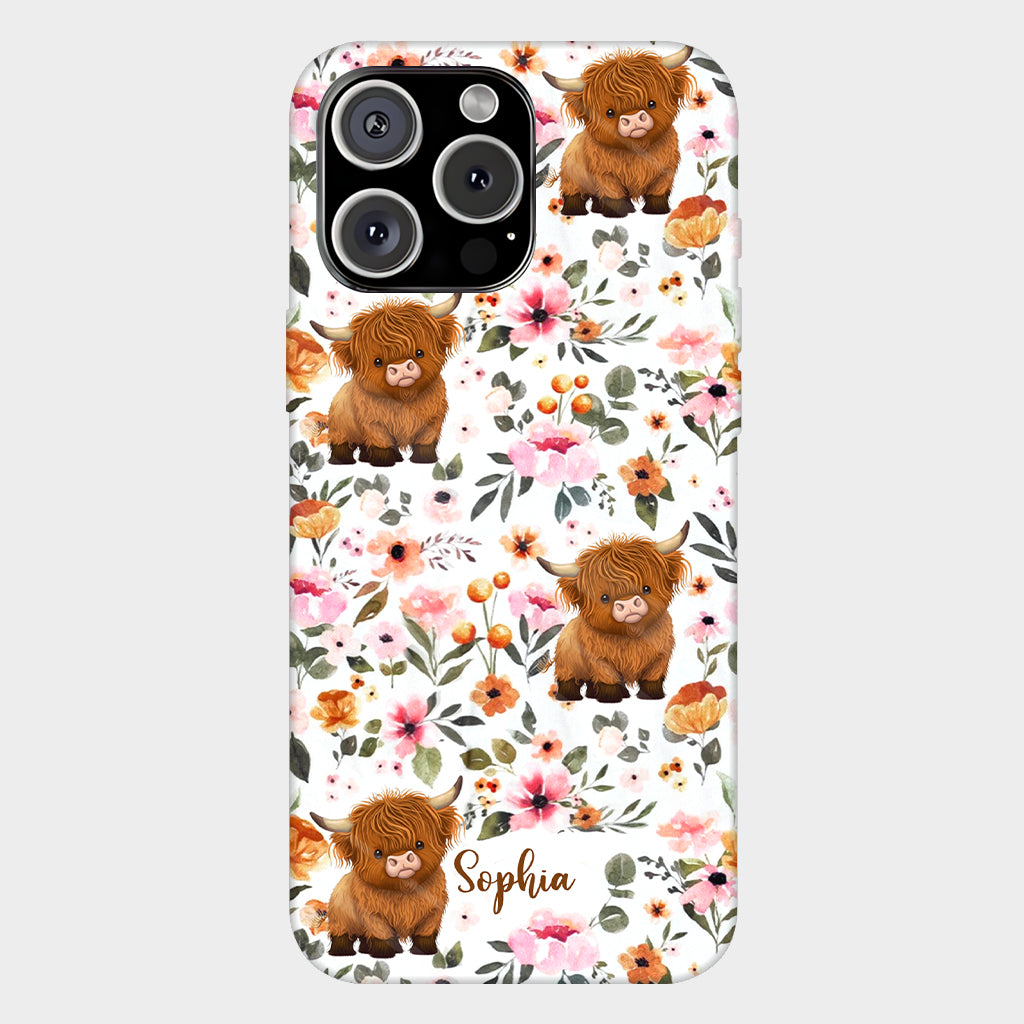 Coque de téléphone personnalisée avec motif vache des Highlands et imprimé intégral