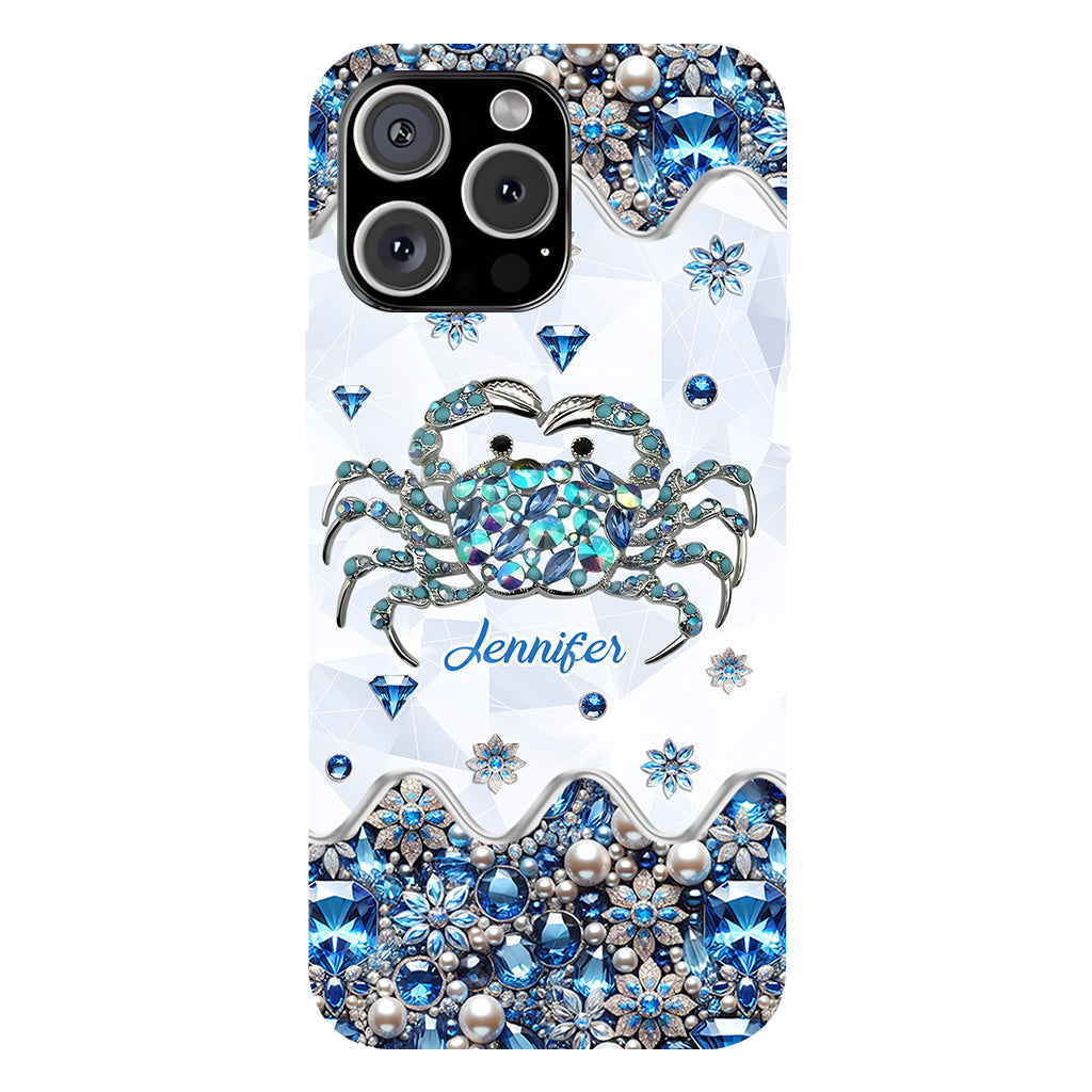 Élégante coque de téléphone personnalisée « Crabe bleu élégant » pour amoureux de la mer
