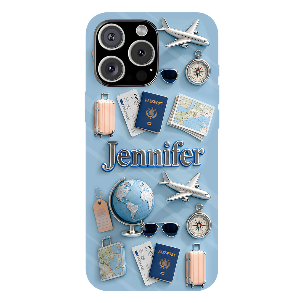 Une fille qui adore voyager - Coque de téléphone personnalisée avec impression intégrale sur le thème du voyage